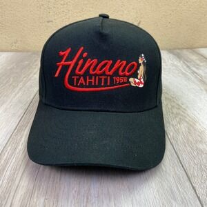 HINANO Tahiti Hat Cap OSFM Snapback Black Red Hula Girl Hawaiian Logo NEW